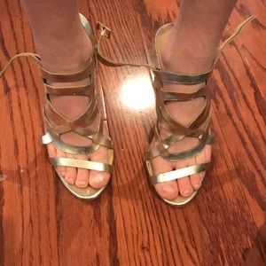 BCBG Paris gold strappy heels. Size 6.5